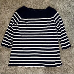 Navy and White Striped Women's Top